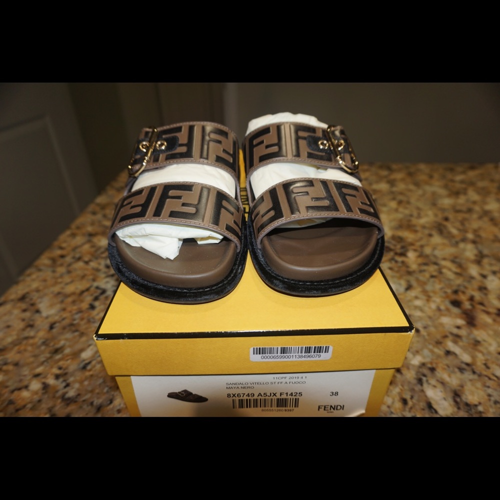 Fendi Multicolor Leather Slides